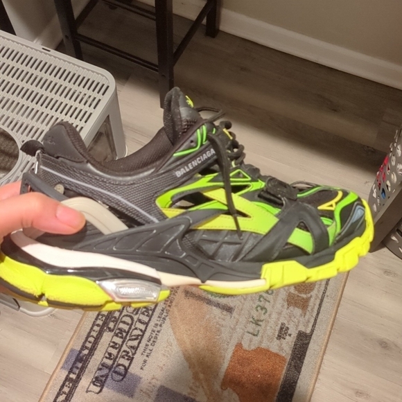 Balenciaga Black and Green Sneakers with Chunky Sole - Picture 1 of 5
